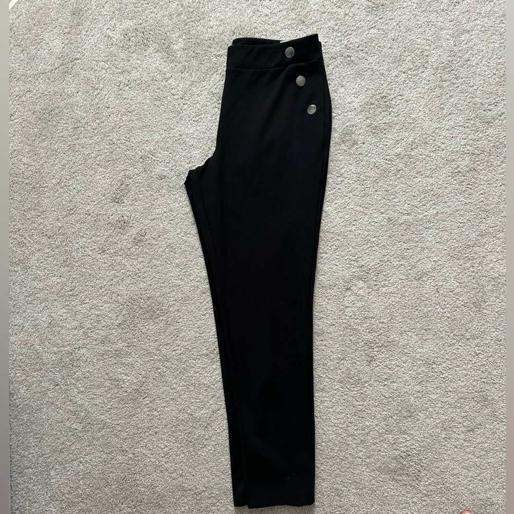 Black Stretchy Dress Pants with Buttons